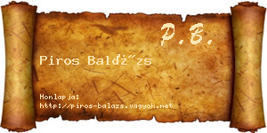 Piros Balázs névjegykártya